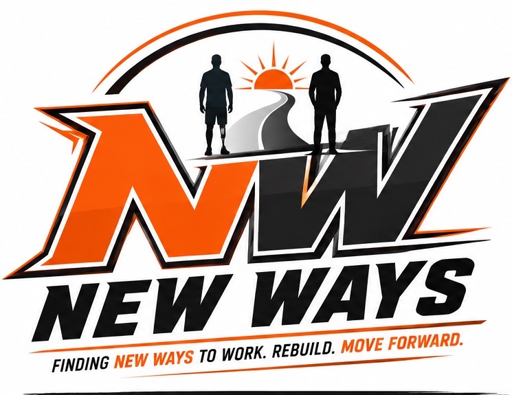 New Ways logo showing two people walking toward a new path, including a person with a prosthetic leg